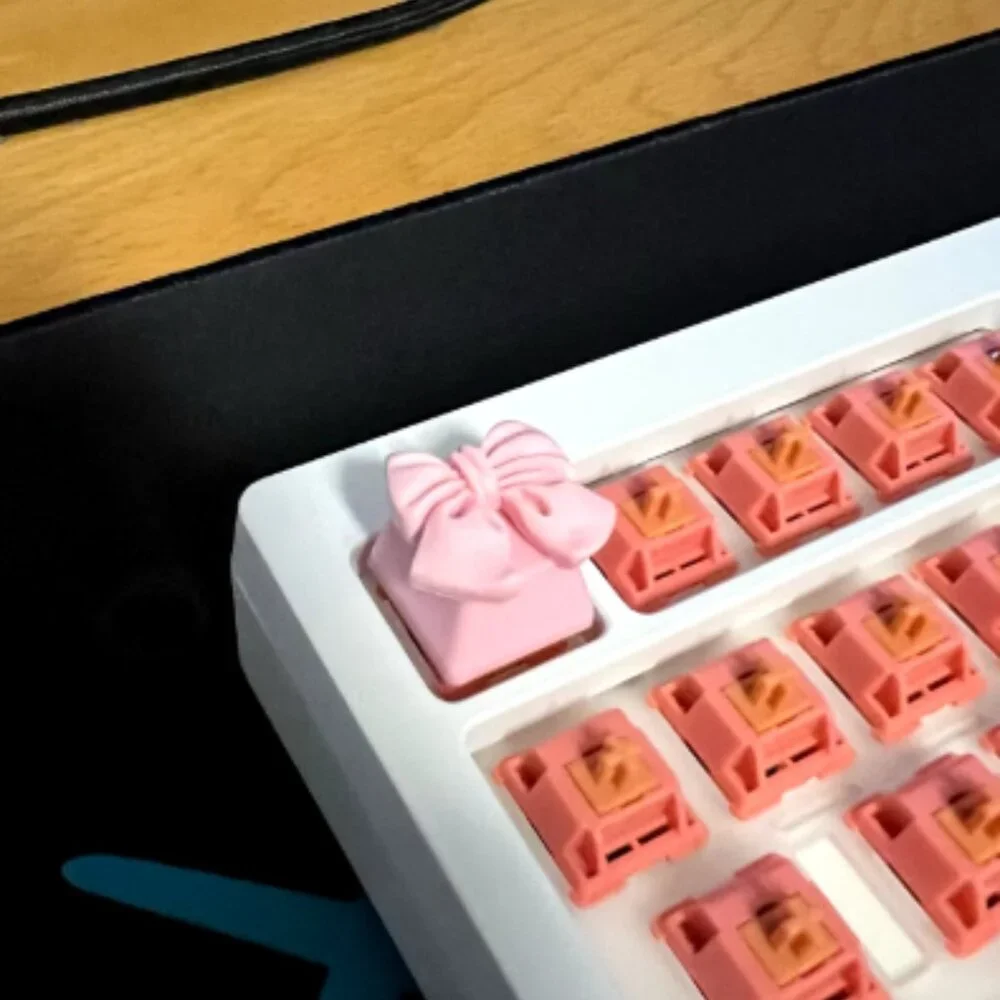 Pink Ribbon magical girl bow Artisan Keycap for OEM Mechanical keyboard